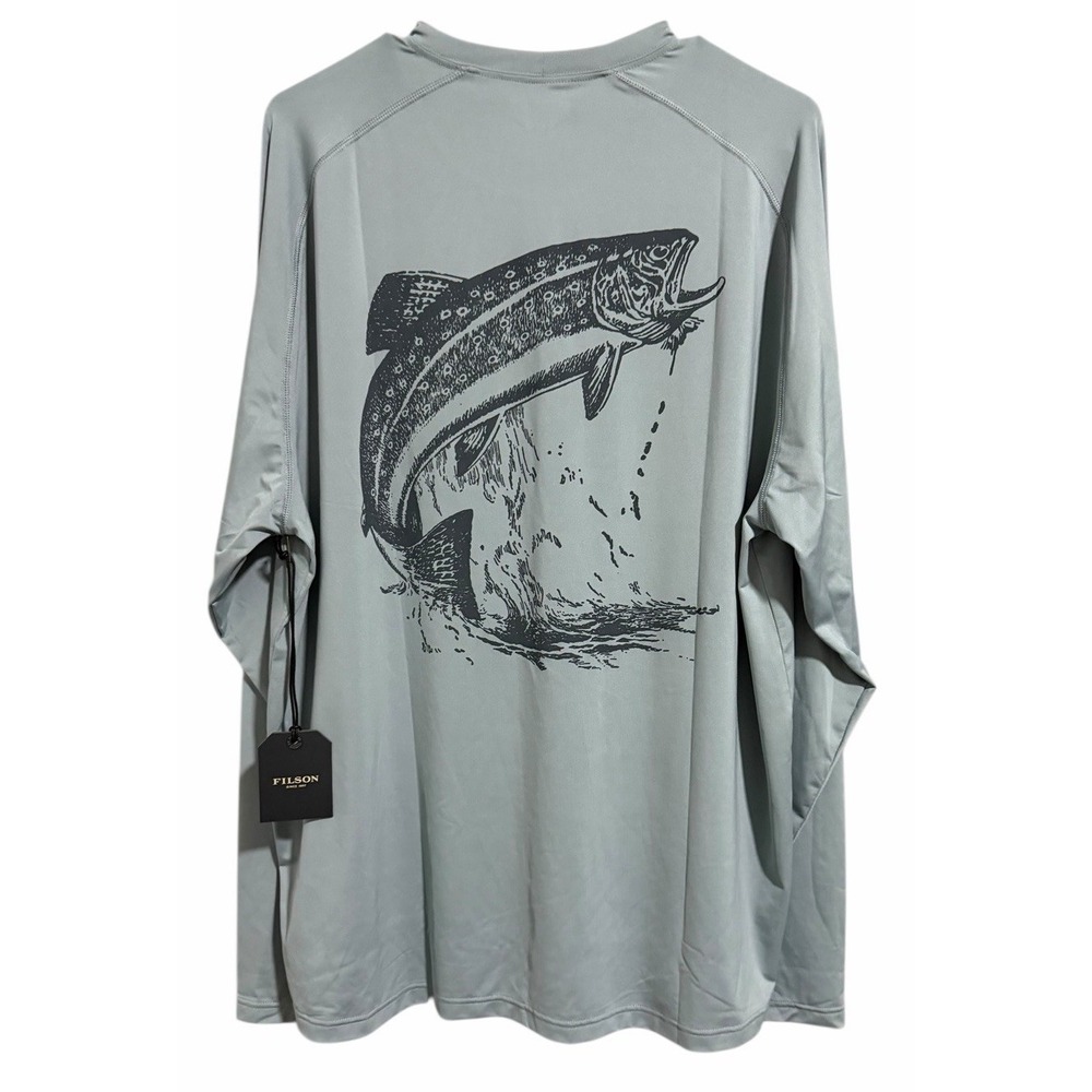 Filson Long Sleeve Barrier T-Shirt Fishing Graphic Lead Fish‎ Men's Size XL